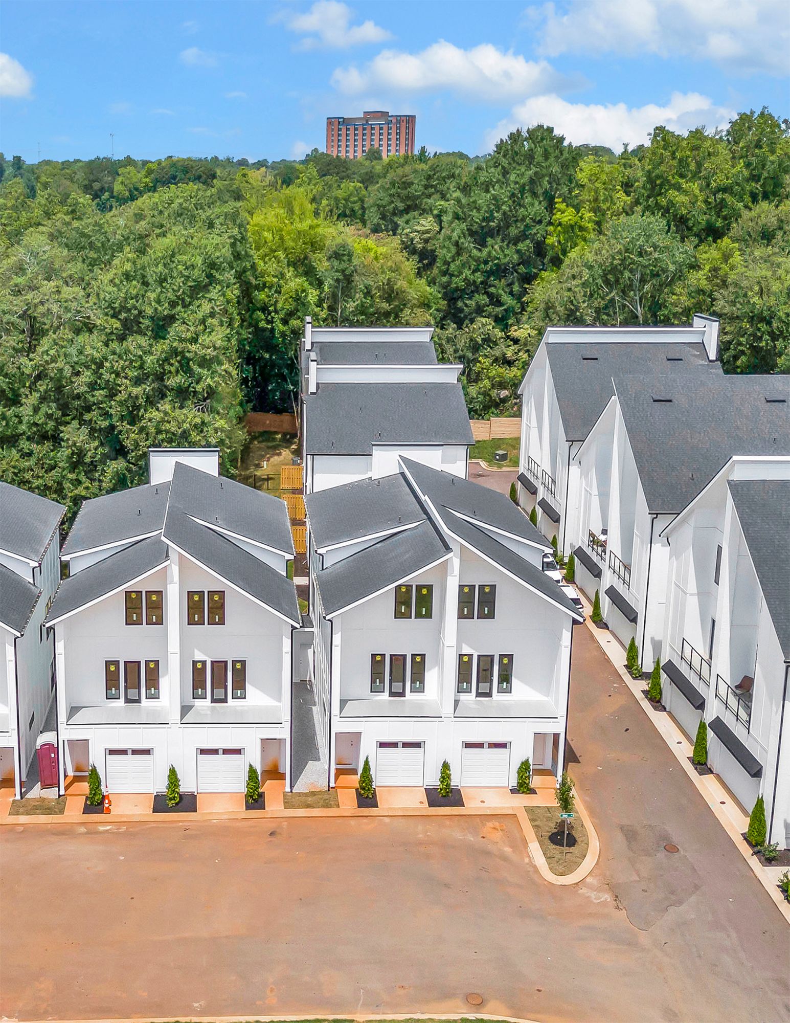 Aerial view of Hue on Green and downtown Greenville